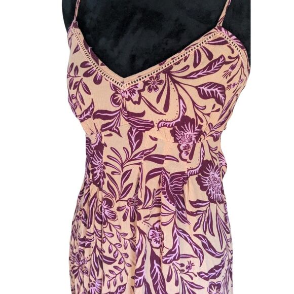 Patrons of Peace Boho Floral Maxi Dress Small Pink Purple Smocked Summer Bird - Picture 2 of 9